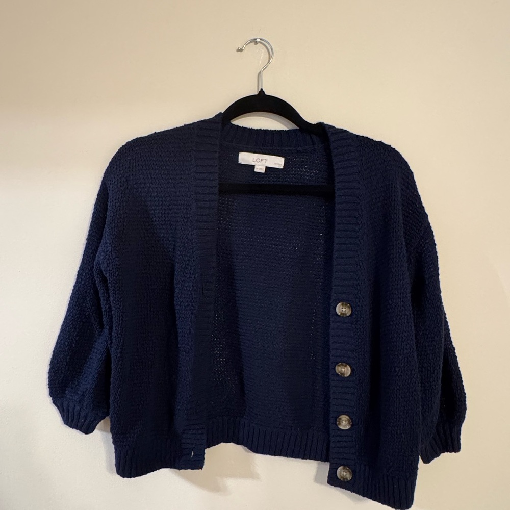 LOFT Midnight Blue Button-Up Cardigan